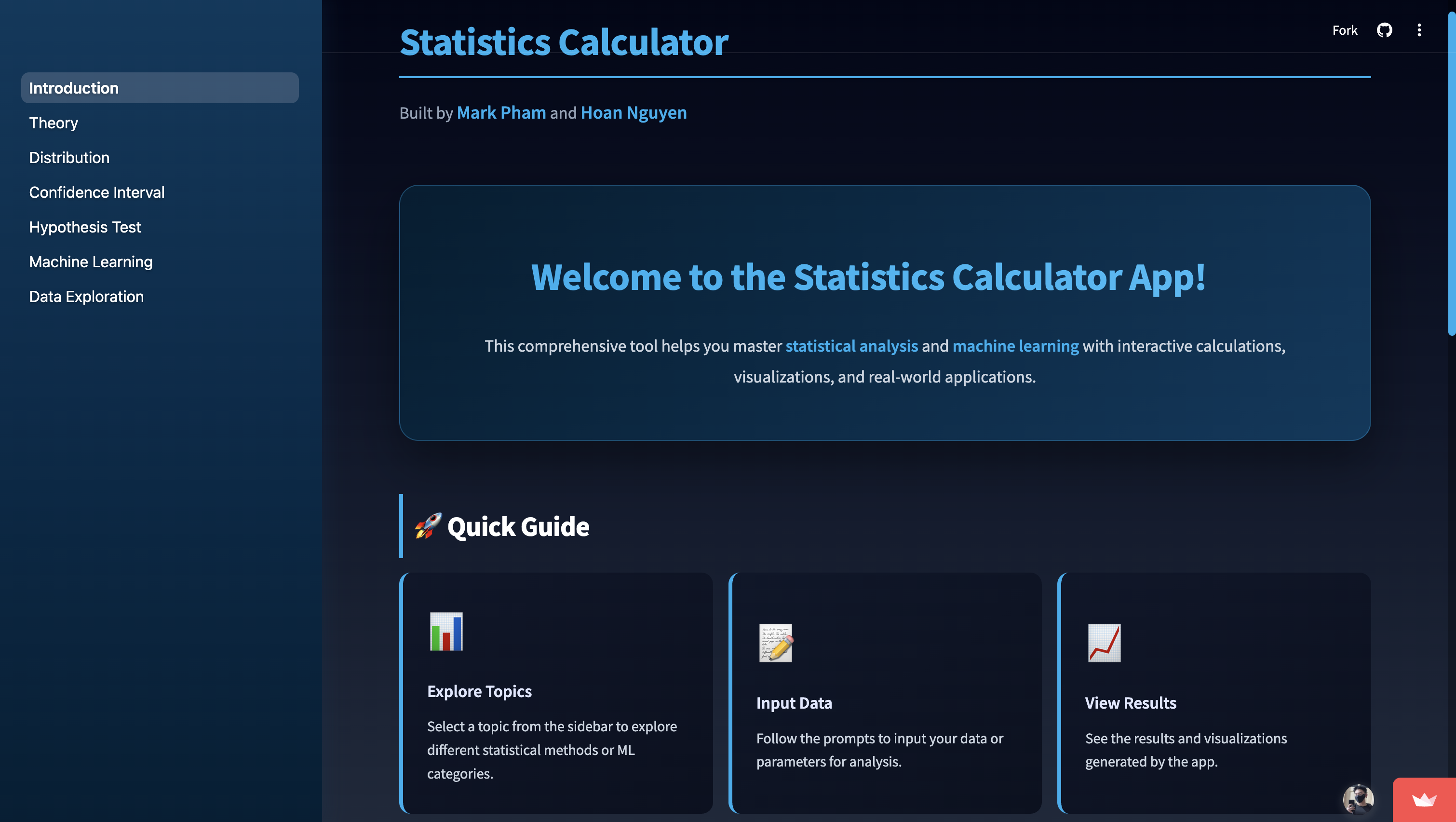 Streamlit Statistics App
